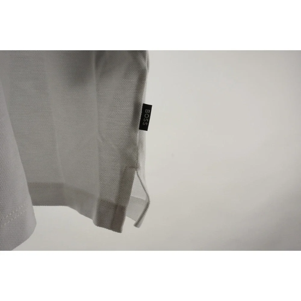 Hugo Boss Pallas Pique Polo Shirt Men's Medium Short Sleeve White Cotton w/ Logo